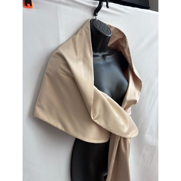 Adrianna Papell NWT Tull Thru Wrap Charmeuse Champagne Satin Evening Scarf OS - Picture 4 of 9